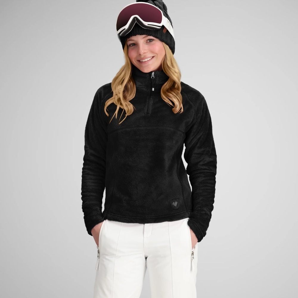 Obermeyer girls Black Furry Fleece Jacket pullover small